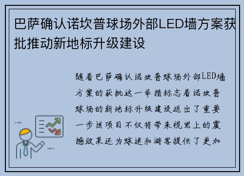 巴萨确认诺坎普球场外部LED墙方案获批推动新地标升级建设